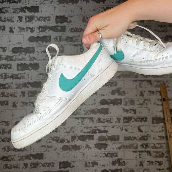 Nike | women white court vision with teal swish - Picture 4 of 11